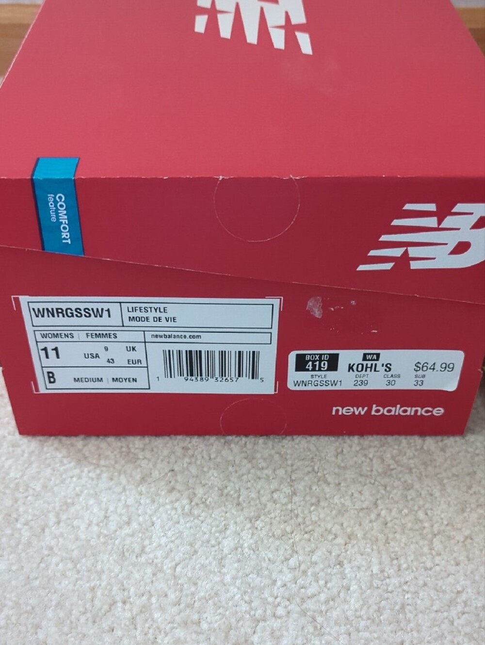 New Balance Women's White Athletic Sneakers with Blue & Yellow - Picture 4 of 11
